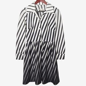 Mary Dobbs Vintage Shirt Dress Black White Size M Stripe Office Siren